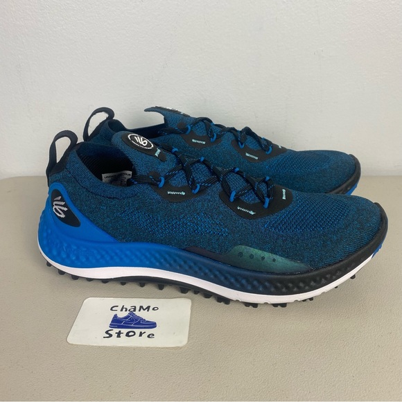 Under Armour Other - Under Armour Steph Curry Golf Shoes Spikeless Blue Black 3025072-001 Mens Sz